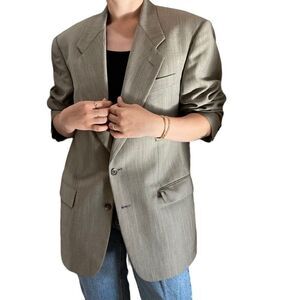 Vintage Mens Givenchy Brown Tan Oversized Sport Coat Blazer Single Breasted L